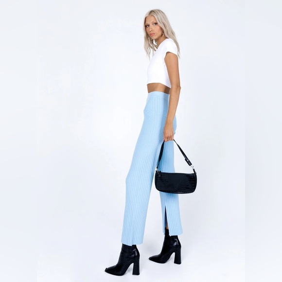 Princess Polly Allen Ribbed Pants Blue - Picture 3 of 11